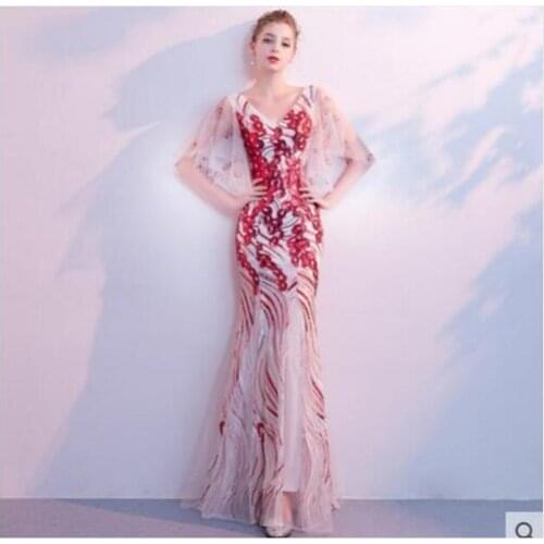 Fashion Bright 2 Colors Sequins Long Dress Womens Birthday Celebrate Dress Nightclub Sexy Costume Women Singer Bar Show Dress