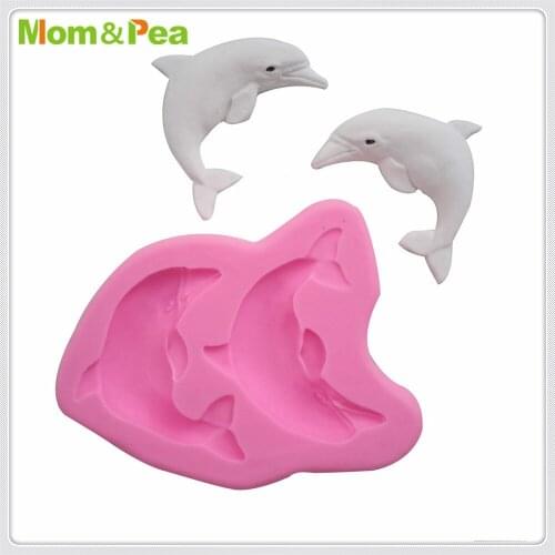Mom&Pea MPA1936 Dolphin Silicone Mold Cake Decoration Fondant Cake 3D Mold Food Grade