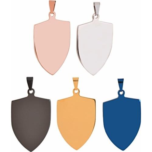 10 Pcs Men Jewelry Stainless Steel Customized Dog Tags Pendant Name Engraved Shield Shape Necklace Jewelry Wholesale Dropship