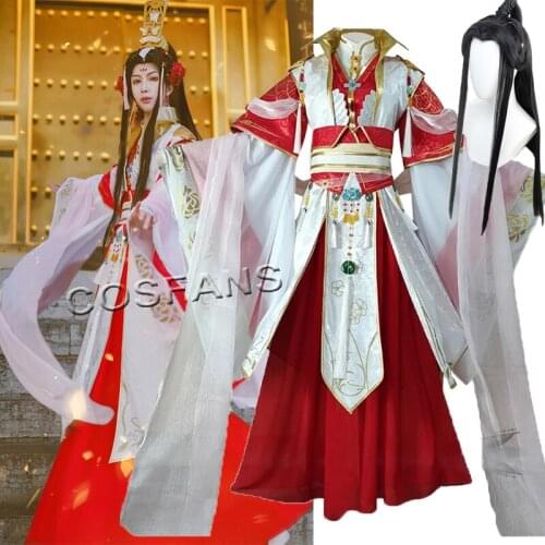 Heaven Officials Blessing Cosplay Xie Lian Costume Tian Guan Ci Fu Xielian Platinum Hanfu Ancientry Outfits Full Set Wig shoes