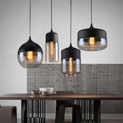 Nordic Iron Glass Ball Pendant Lights Kitchen Fixtures Modern Hanging Lamps Bar Loft Living Room Bedroom Luminaria Ceiling Lamp