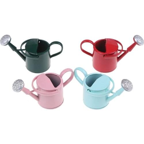 New Arrival 1/12 Metal Watering Can Garden Miniature Decoration For Children Kids Dolls Acces Dollhouse Miniature Furniture