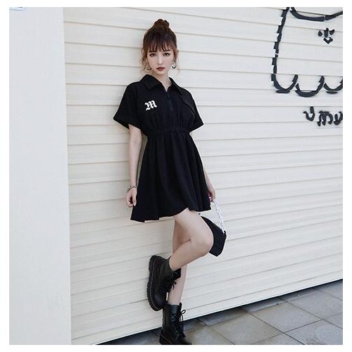 Ruibbit New Arrival Hot Sale Summer Punk Gothic Black Dress Fashion Short Sleeve Female Sexy Slim Dresses
