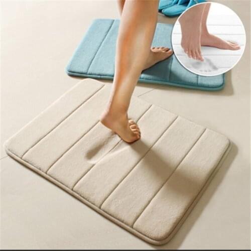 Newest Arrival Thickened Coral Antiskid Stripe Memory Cotton Carpet Bathroom Mat Home Decorative Floor Mat Doormat Carpet