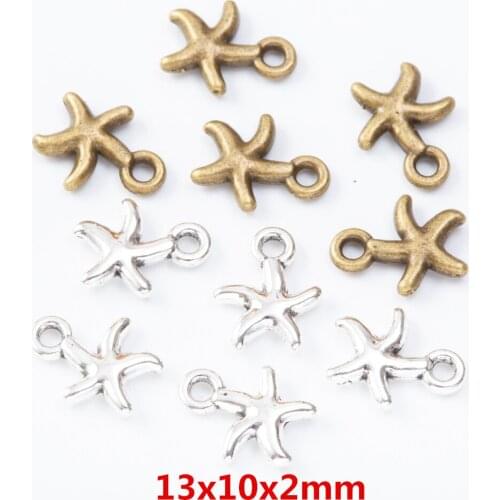 110 pieces of retro metal zinc alloy starfish pendant for DIY handmade jewelry necklace making 7304