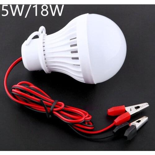 Portable 12V 5W 18W LED Bulbs White Light LED Lamp Outdoor For Camping Tent Night Hunting Emergency W/Clip High Quality