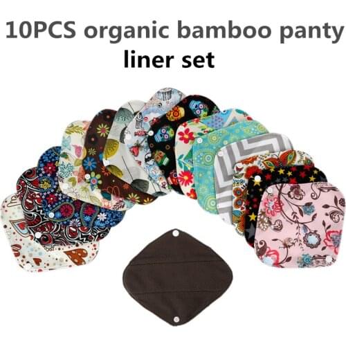 10pcs Health Feminine Hygiene bamboo Panty Liner Reusable Waterproof Bamboo charcoal Material Menstrual pads Cloth Sanitary Pads
