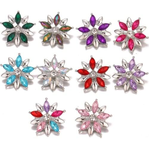 5pcs/lot Snap Button Jewelry 18mm Flower Snap Buttons DIY Charms Fit Leather Snap Button Bracelet