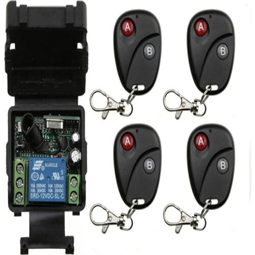 Mini Wireless RF Remote Control Light Switch 10A Relay Output Radio DC 12V 24V 1 CH Channel 1CH Receiver Module +Transmitter