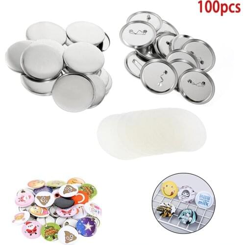 100Pcs Blank Button Badge Pin Maker Parts Material Supplies Button Maker Badge Punch Press Machine Making Part 25-56MM