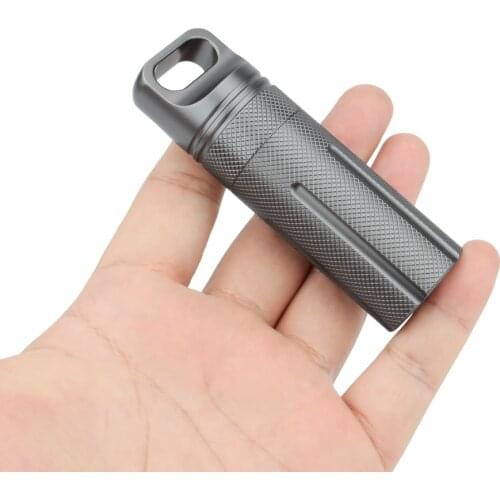 Gray Aluminum Alloy Waterproof Canister Medicine U Disk Seal Bottle EDC Outdoor Pill Bottle
