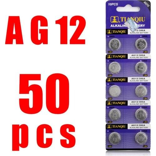 YCDC 50x 1.55V Button Coin Cell Battery AG12 AG-12 LR43 V12GA GP386 SR1142 Alkaline Disposable Watch Remote Control Batteries