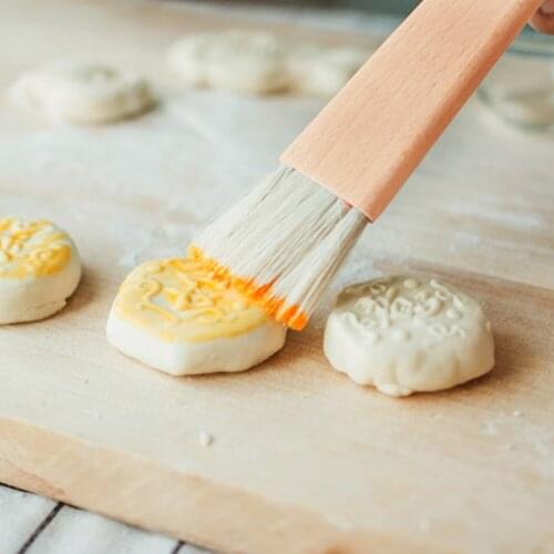 Soft Bristle Barbecue Brush Oil Brush Wooden Handle Wool Brush Moon Cake Brush BBQ Cake Brush Baking Tool Kitchen Accessories