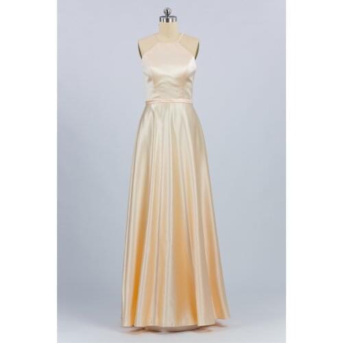 Champagne silk hanging neck Evening Dress 2020 different luckgirls pleated beaded sleeveless Customizable fashion Moncini Tailor