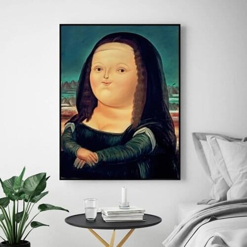 Nordic Cartoon Mona Lisa Printed Canvas Painting Wall Art Poster Picture Modern Home Decoration Living Room Bedroom Art Mural