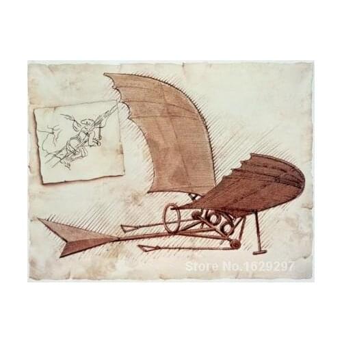 Modern painting for dining room FLYING MACHINE Leonardo Da Vinci High quality Hand painted