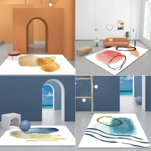 Light luxury Nordic fresh and simple geometric Morandi watercolor blue green pink golden living room bedroom bedside carpet