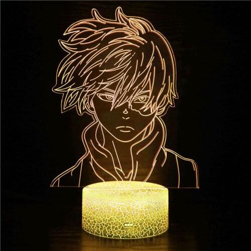 Anime My Hero Academia Shoto Todoroki Character Picture LED Night Light Children Bedroom Decoration Acrylic 3D Table Lamp Gift
