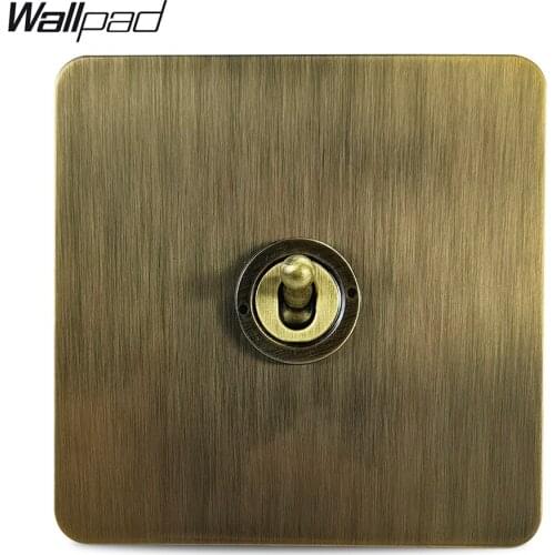 Wallpad 1 Gang 2 Way Wall Light Toggle Switch Antique Brass British Standard H6 Stainless Steel Panel