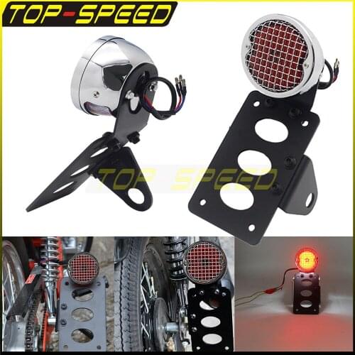 Motorcycle Side Mount Tail Light w/ License Plate Bracke For Harley Cruisers Bobber XS650 Suzuki BMW Stop Light