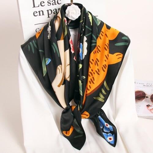 Women 100% Pure Silk Square Scarves 88X88cm Bandana 2021 Echarpe Print Headscarf Nature Silk Scarf Shawls Kerchief Foulard Femme