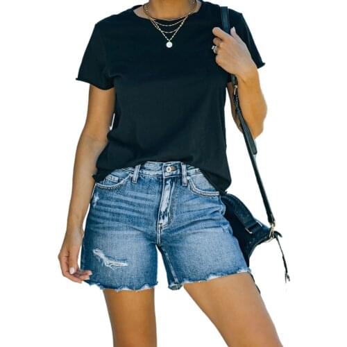 Women New 2021 Summer Wash Denim Straight Short Jeans Womens Denim Shorts Trendy Loose Slimming Denim Wide Leg Short Jeans