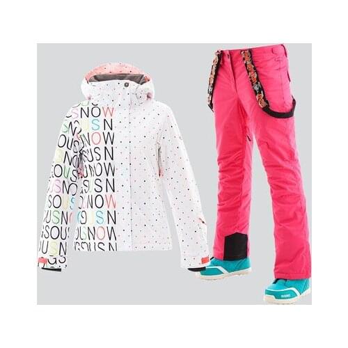 GSOU SNOW Women Ski Suit Snowboard Jacket Pant Windproof Waterproof Outdoor Sport Wear Female Skiing Clothing Trouser Winter Set