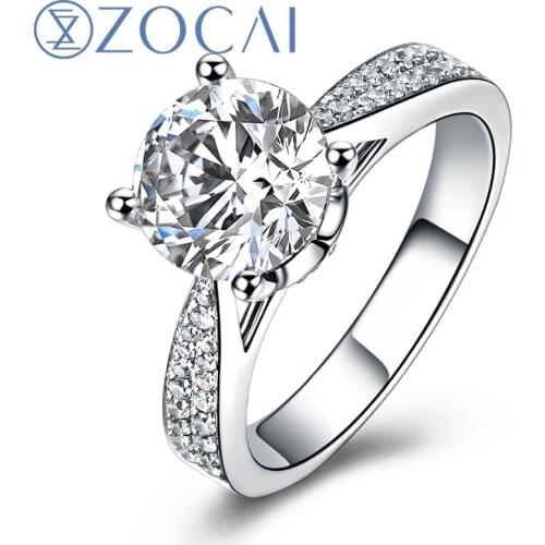 ZOCAI ring For Love Real 1.0 CT GIA Certified F-G/SI Round Cut Diamond Engagement Women Ring 18K White Gold (AU750) W03404