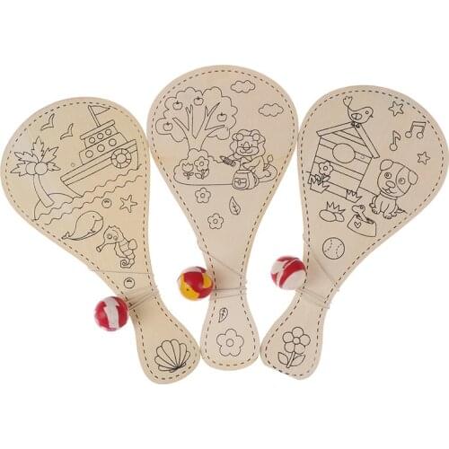 1PC DIY Manual Painting Pat Ball Educational Handmade Game Painting DIY Wooden Toy