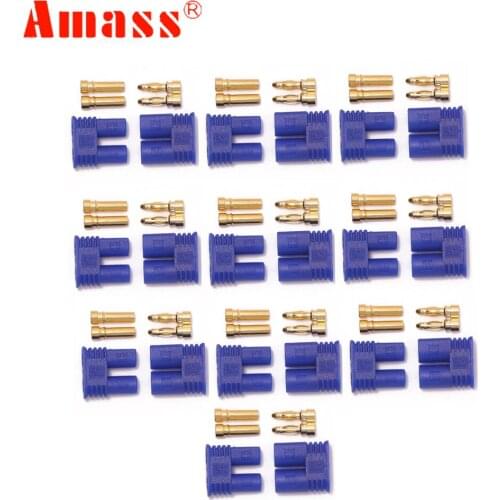 10pair/lot Amass EC2 Male Female Bullet Connector Banana Head Plug For RC Lipo Battery