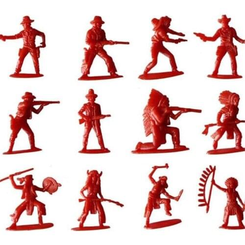 100Pcs/Pack Classic Indians & Cowboy Action Figures Military Army Soldiers Model Mini Toy Kids Gift Wartime Scene Accessory 2017