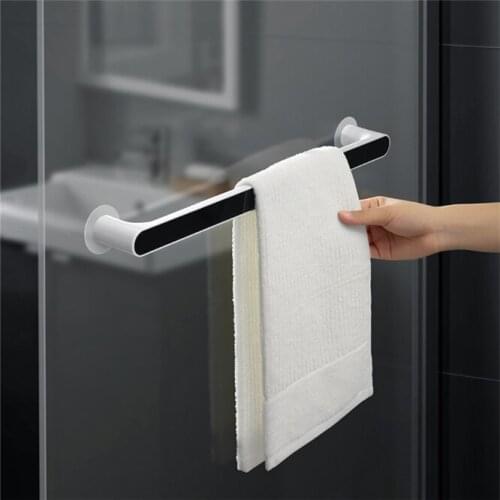 2021 Modern Self-adhesive Towel Holder Rack Wall Mounted Towel Hanger Bathroom Towel Shelf Roll Holder Hook Bathroom Organizer