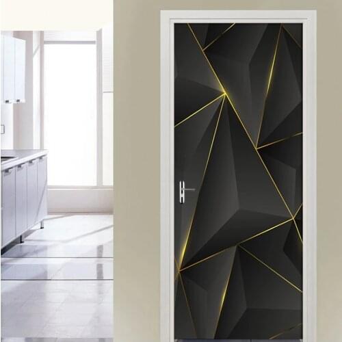 3D Geometric Door Stickers Home Decor Mural Wall Decals Living Room Bedroom Creative DIY Self-adhesive Waterproof Door Sticker