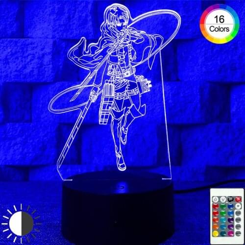 Creativity 3D LED Night Light Attack on Titan Leewell 16 Color Conversion Anime Decoration Ornaments Gifts for Children Girls