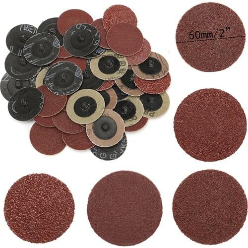 40pcs 50mm 2" 40/80/120/240 Grit Medium Sand Paper Sanding Discs Sand Tray