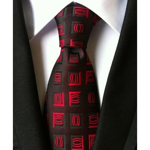 8cm Stylish Mens Formal Ties Designer Plaids Necktie Black with Red Grids
