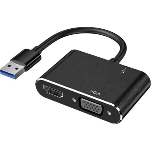 USB 3.0 to HDMI-compatible VGA Adapter HD Multi-Display 3in1 USB to HDMI-compatible Converter for Windows 7/8/10 OS