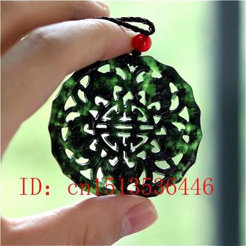 Hollow Out Double-sided Carved Bat Jade Pendant Natural Chinese Black Green Necklace Charm Jewellery Fashion Lucky Amulet Gifts