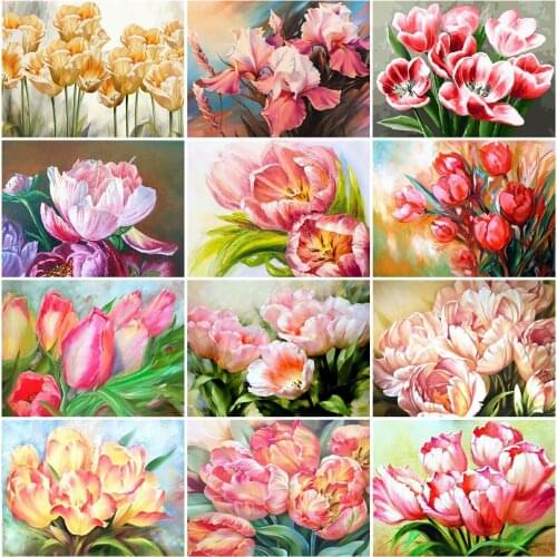 AZQSD 5D DIY Diamond Painting Peony Cross Stitch Handmade Needlework Diamond Embroidery Flower Mosaic Decor For Home