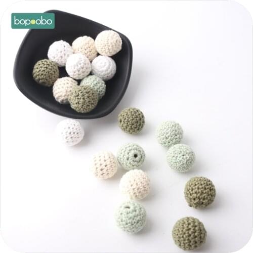 Bopoobo Baby Nursing Jewelry Accessories Crochet Beads 20mm 10pc Colorful Crochet Can Chew DIY Teether Bracelet Crochet Beads