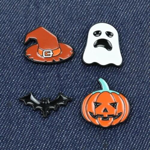 Ghost Series Brooch Happy Halloween Pumpkin Skull Soft Enamel Pins Cartoon Specter Badge Lapel Pin Jewelry Gift for Kids Friends