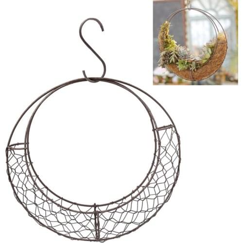 Basket Holder Hanging Flower Stand Wrought Iron Frame Durable Metal Strong Garden Decor Plant Hanger