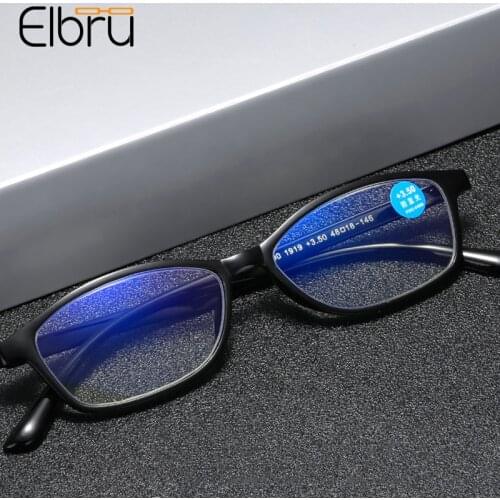 Elbru 2021 Vintage Anti Blue Light Reading Glasses Ultralight TR90 Presbyopic Eyeglass Simple Fashion Eyewear Diopters +1.0 +4.0