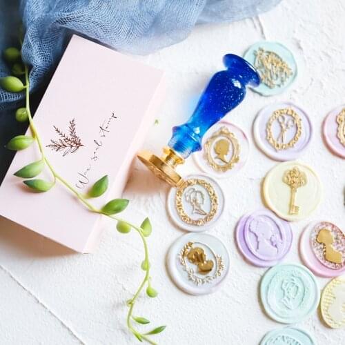 Aesthetic Lacquer Seal Scissors Pattern Wax Stamp Fantasy Starry Sky Handle Envelope Wax Stamps Envelopedecoration