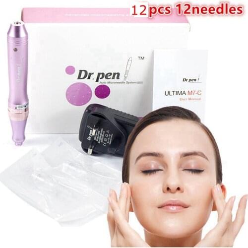 FDA Dr Pen Ultima M7 With 12Pcs Needles Professional Derma Stamp Wired Mircroneedling Pen Tatoo Machine Mesotherapy Facial Tools