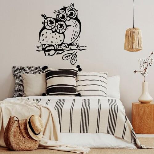 Owl Wall Decal Love Birds Mommy and Me Nursery Decor Vinyl Sticker for Kids Room Children Bedroom Decoration Wallpaper X317