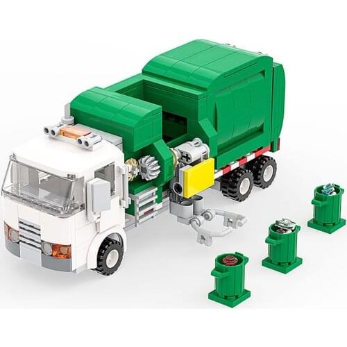 City White Garbage Classification Truck Car 100 Cards Building Blocks Sets Brinquedos Playmobil Educational Toys Children