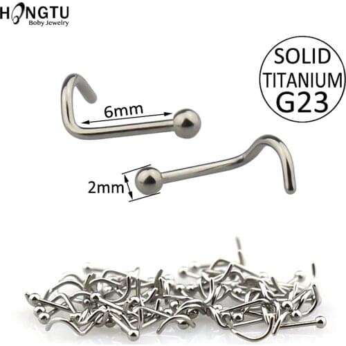HONGTU 1PC G23 Titanium Nose Studs Nostril Piercings Zircon Nose Rings Screw Piercing Rings Women Body Piercing Jewelry 20G