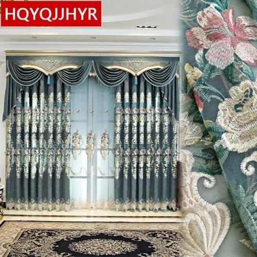 HQYQJJHYR European Luxury Villa Embroidered Curtains For Living Room Windows High-End Custom Decoration Bedroom Kitchen Curtains