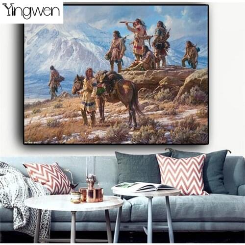 Full Diamond Painting Kits Native Indian Landscape 5D DIY Diamond Beads Embroidery Mosaic Cross Stitch NEW Art Home Decor Gift